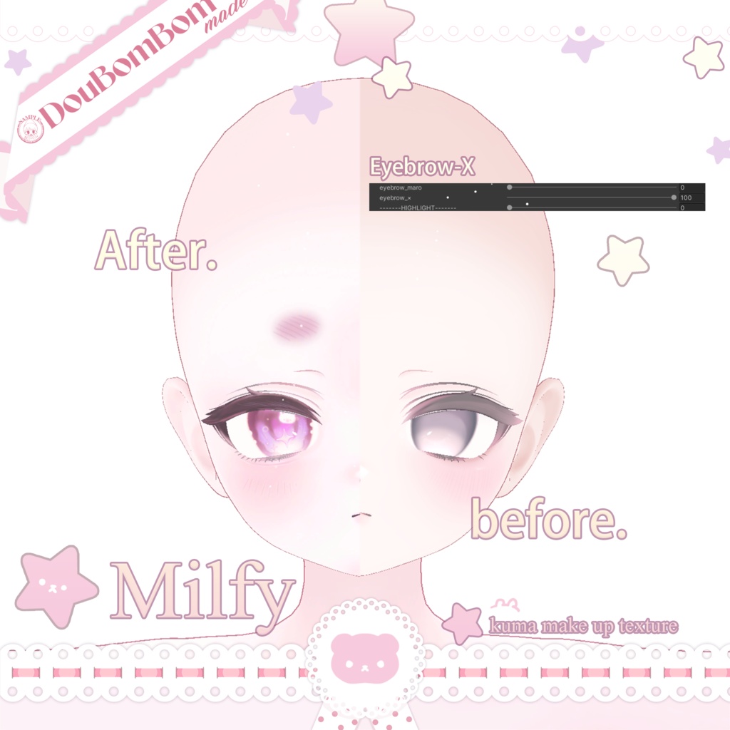 8Avatar対応Kuma eyes texture+Milfy (ミルフィ 専用)ONLY Kuma make up★