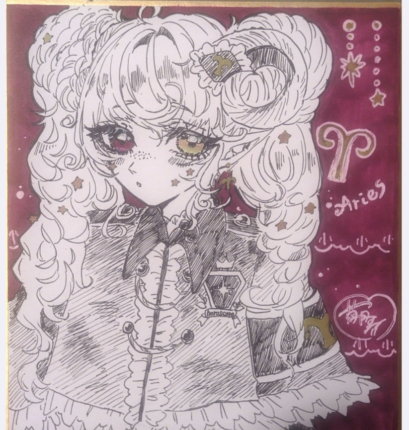 -Aries- 手描きイラスト色紙