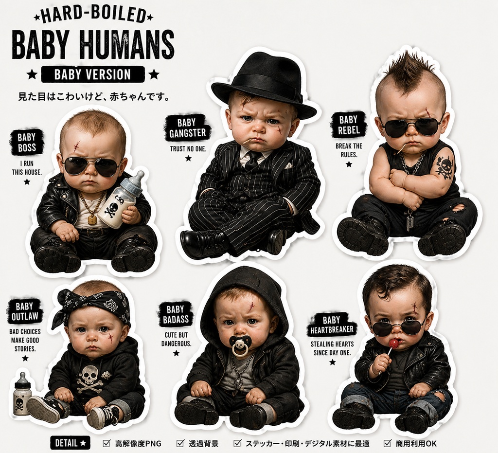 不良赤ちゃん＆ハードボイルド動物ステッカー集