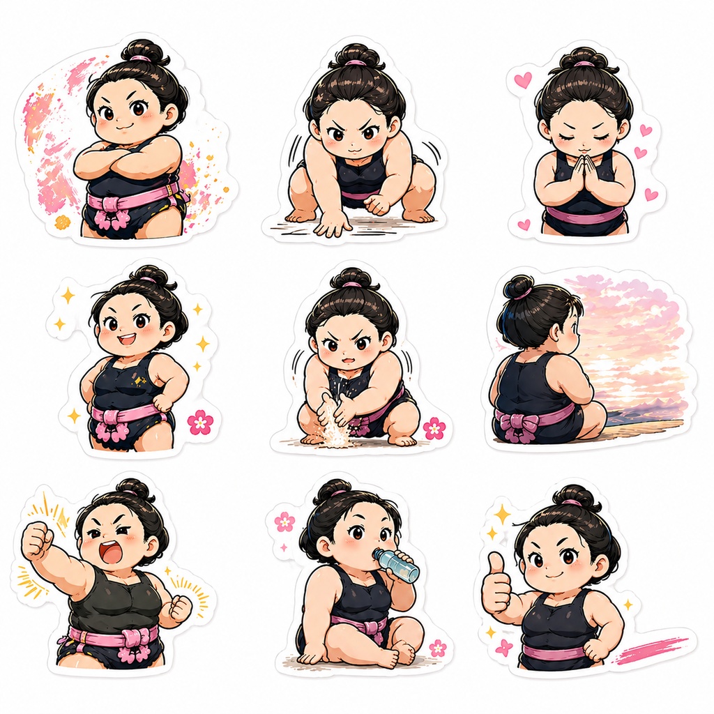 るみのかわいいステッカー大集合セット♡【おすもうベイビー＋病みかわカップル】