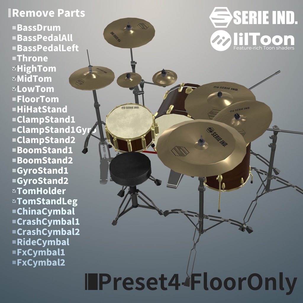 SI-DrumSet | Unity上で改変可能なドラムセット | VRChat想定