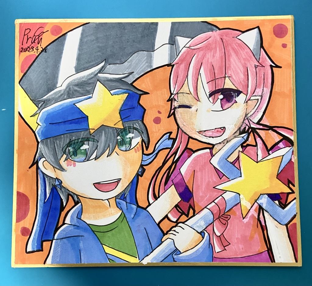 スタカマ夫婦/色紙・アクアビーズ