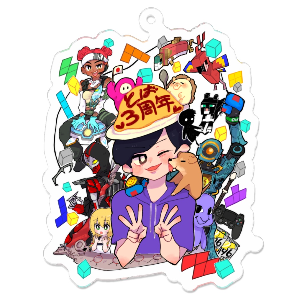 とばアクリルキーホルダー【活動三周年記念イラストver.】