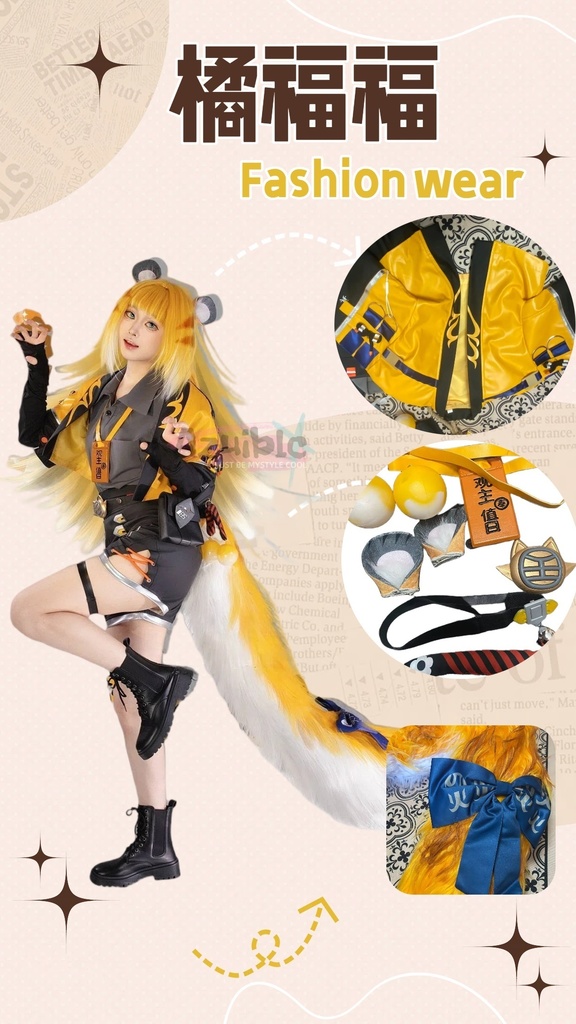 Azuiblc ゼンゼロ 橘福福 3Dプリント コスプレ衣装 アクセサリー