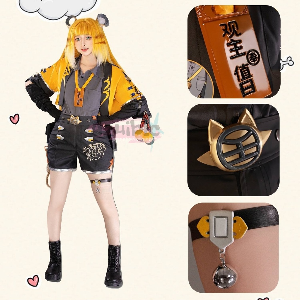 Azuiblc ゼンゼロ 橘福福 3Dプリント コスプレ衣装 アクセサリー チーフーフー 虎 コスチュームセット おしゃれ グッズ おしゃれ アニメ cosplay