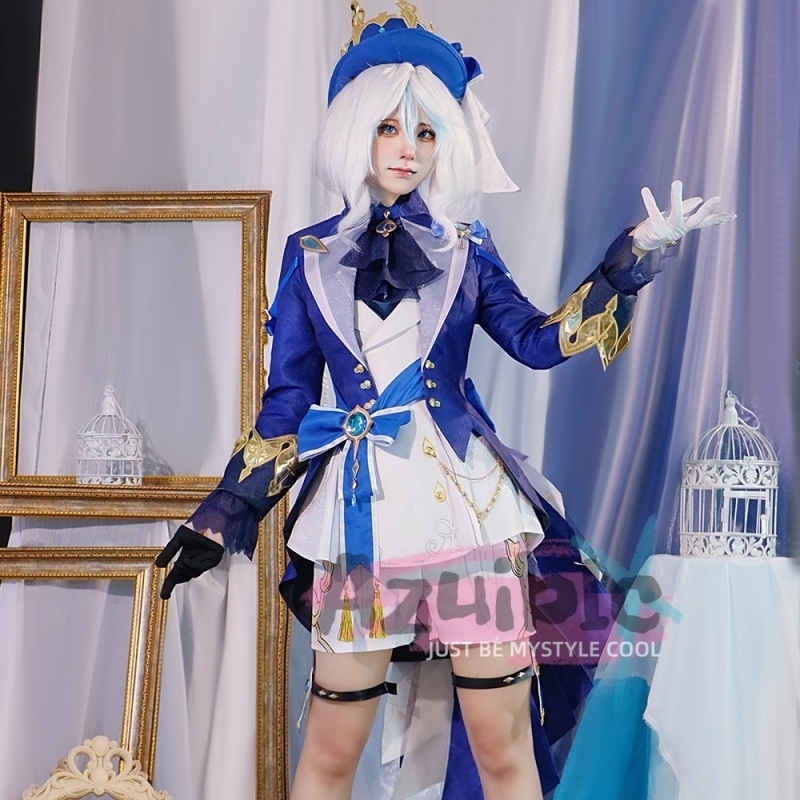 Azuiblc 原神 フリーナ 　コスプレ衣装 3D樹脂アクセサリー付属 衆の水の頌歌　アジア女性体型に最適化 最短12日発送