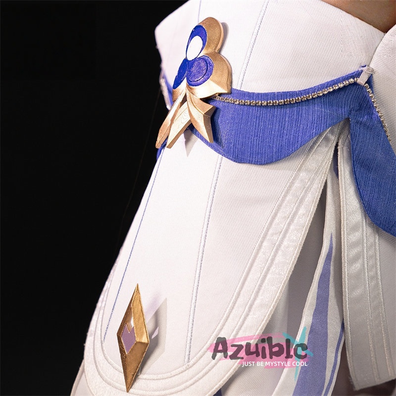 Azuiblc 原神コスプレ衣装 コロンビーナ(少女) 3D樹脂製パーツ 髪飾り付き ワンピース 再現衣装
