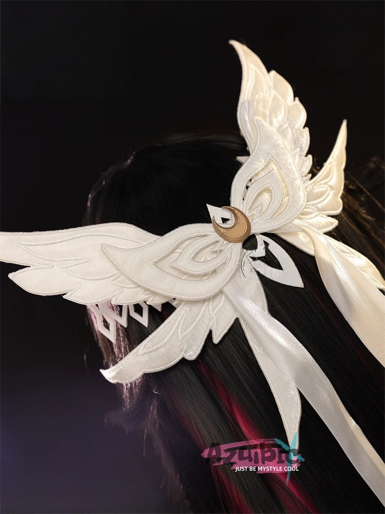 Azuiblc 原神コスプレ衣装 コロンビーナ(少女) 3D樹脂製パーツ 髪飾り付き ワンピース 再現衣装