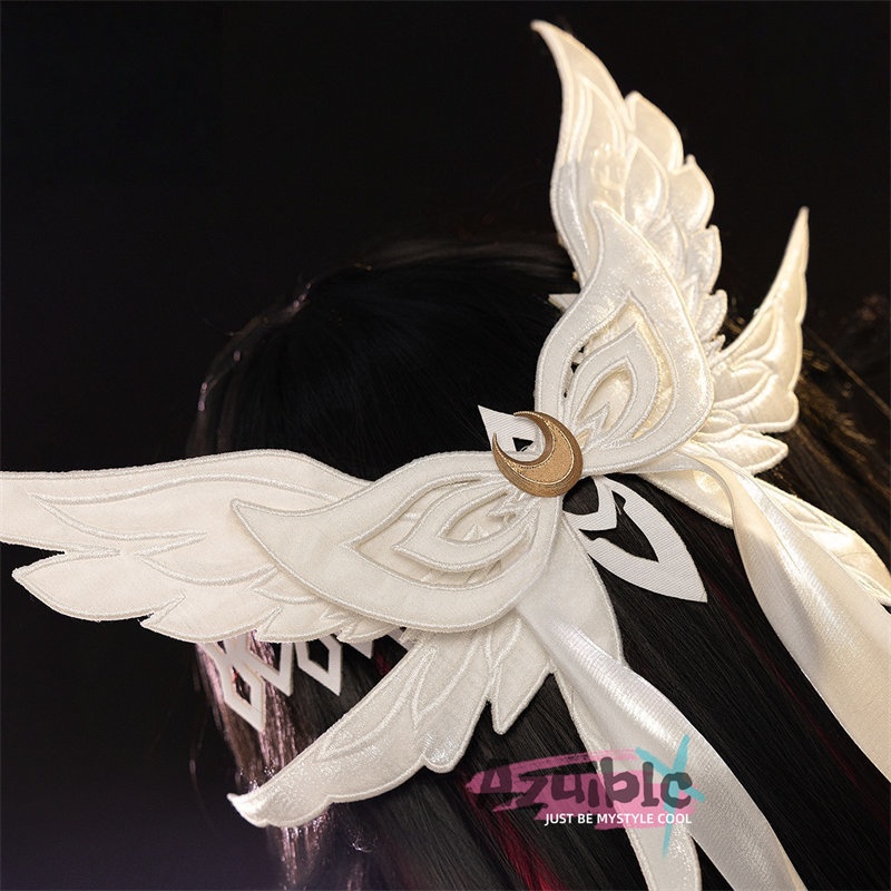 Azuiblc 原神コスプレ衣装 コロンビーナ(少女) 3D樹脂製パーツ 髪飾り付き ワンピース 再現衣装