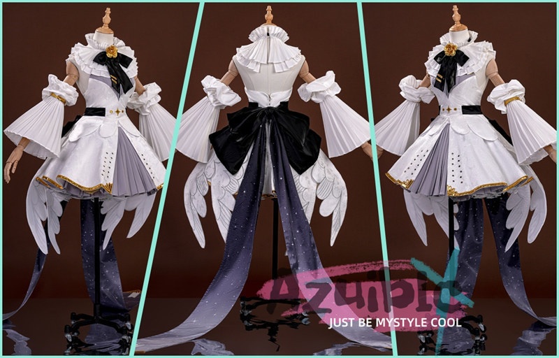 Azuiblc 初音ミク シンフォニー2025 舞台服 ワンピース 礼服 白色 王冠付き 講演 10th Anniversary コスプレ衣装