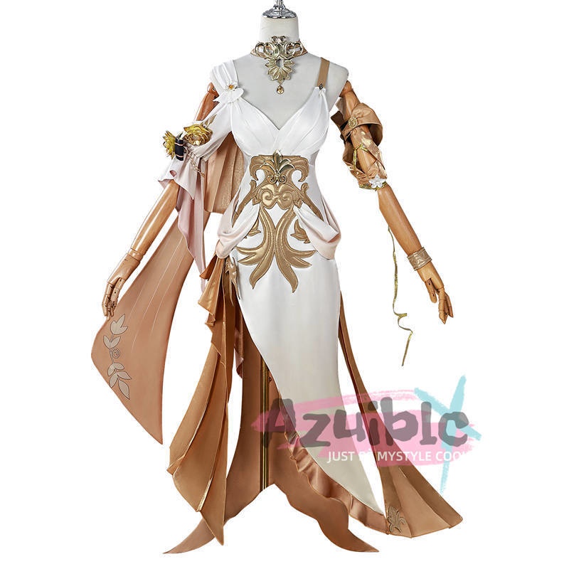 Azuiblc 崩壊スターレイル アグライア ワンピース 金属パーツ 黄金裔 オンパロス/オクヘイマ ウィッグ+サンダル+剣モデル追加対応 コスチューム 衣装