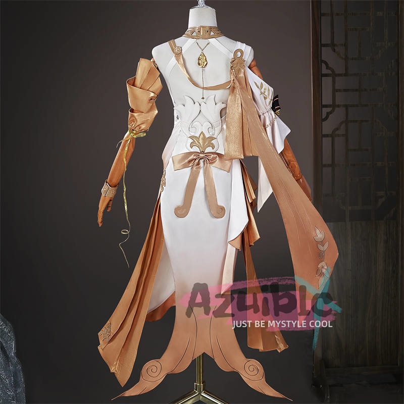 Azuiblc 崩壊スターレイル アグライア ワンピース 金属パーツ 黄金裔 オンパロス/オクヘイマ ウィッグ+サンダル+剣モデル追加対応 コスチューム 衣装