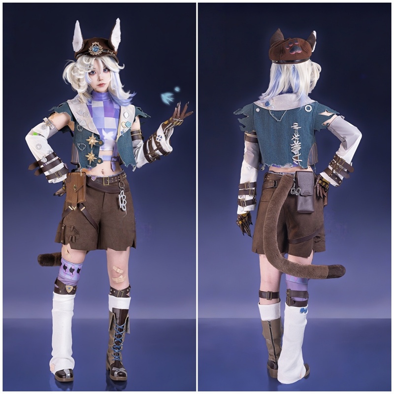 Azuiblc 第五人格 幻灯師 フラバルー コスチューム アマンダ・ゲイティス 尻尾&帽子付 コスプレ衣装