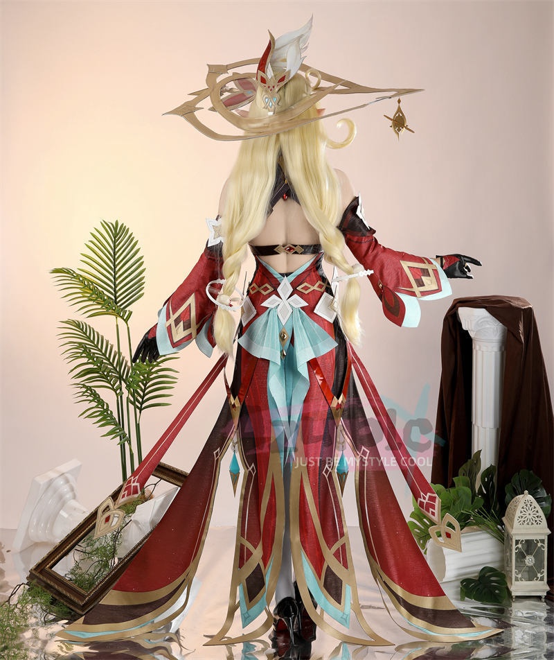 Azuiblc 原神 アリス コスプレ衣装 魔女 コスチューム ハロウィン ナドクライ編 仮装 ワンピース 帽子付き 3d樹脂パーツ