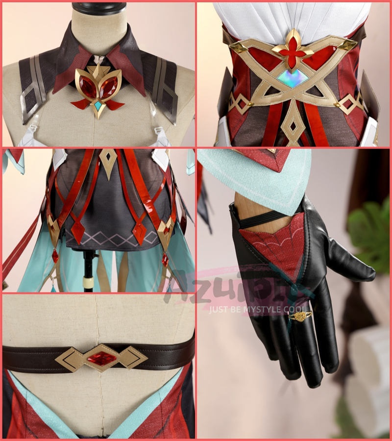 Azuiblc 原神 アリス コスプレ衣装 魔女 コスチューム ハロウィン ナドクライ編 仮装 ワンピース 帽子付き 3d樹脂パーツ