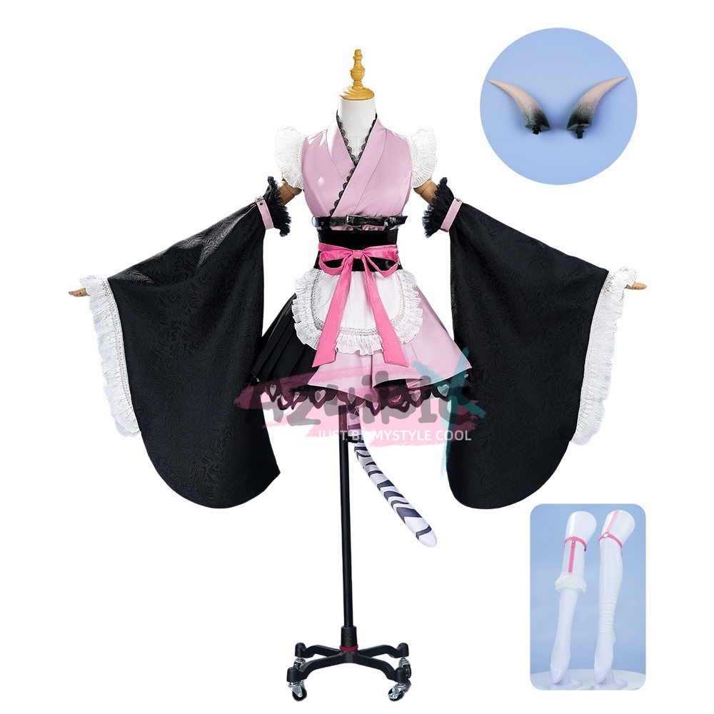 Azuiblc　超かぐや姫 　駒沢 乃依 　コスプレ衣装　尻尾、耳飾り角付き　Black onyXのメンバー　メイド服　コスチューム　イベント