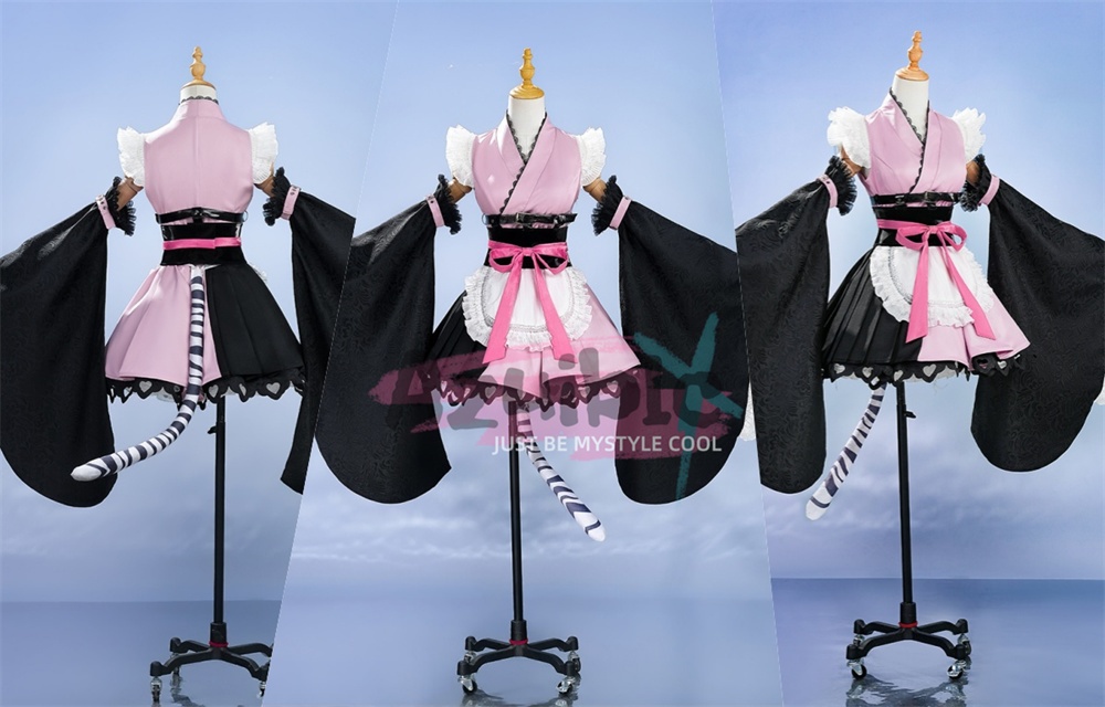 Azuiblc 超かぐや姫 駒沢 乃依 コスプレ衣装 尻尾、耳飾り角付き Black onyXのメンバー メイド服 コスチューム イベント