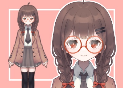 【汎用モデル】眼鏡で三つ編みの制服少女【VTubeStudio対応】