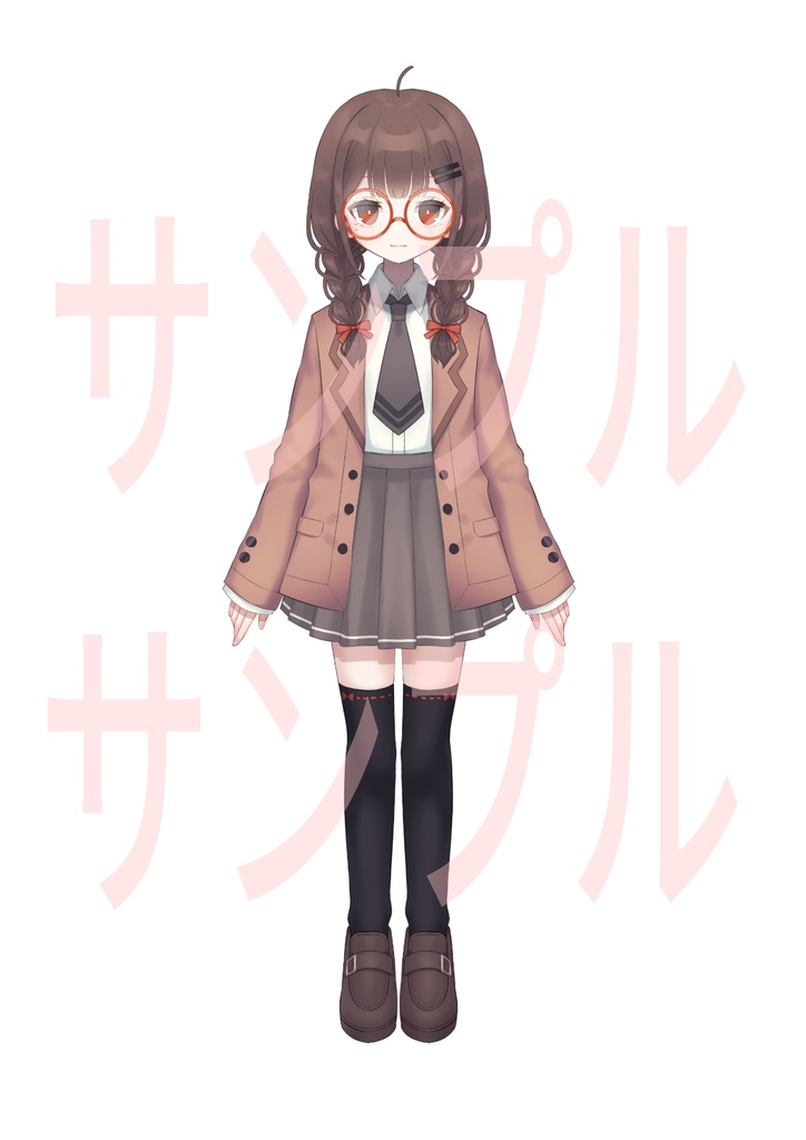 【汎用モデル】眼鏡で三つ編みの制服少女【VTubeStudio対応】