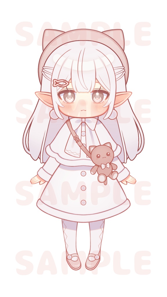 【汎用モデル】猫モチーフのエルフ耳の女の子【VTS・nizimaLive対応】