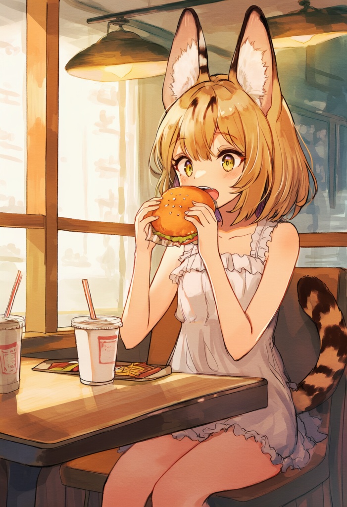 [snsアイコンで使える]ハンバーガーを食べるサーベルちゃんイラスト集