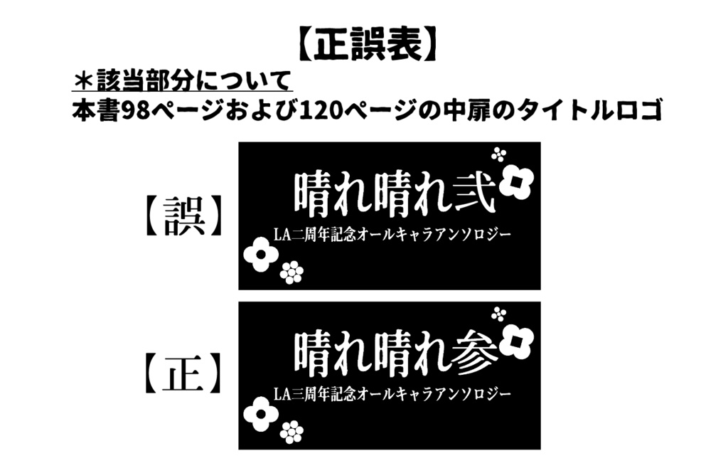 LA三周年記念オールキャラアンソロジー『晴れ晴れ参』
