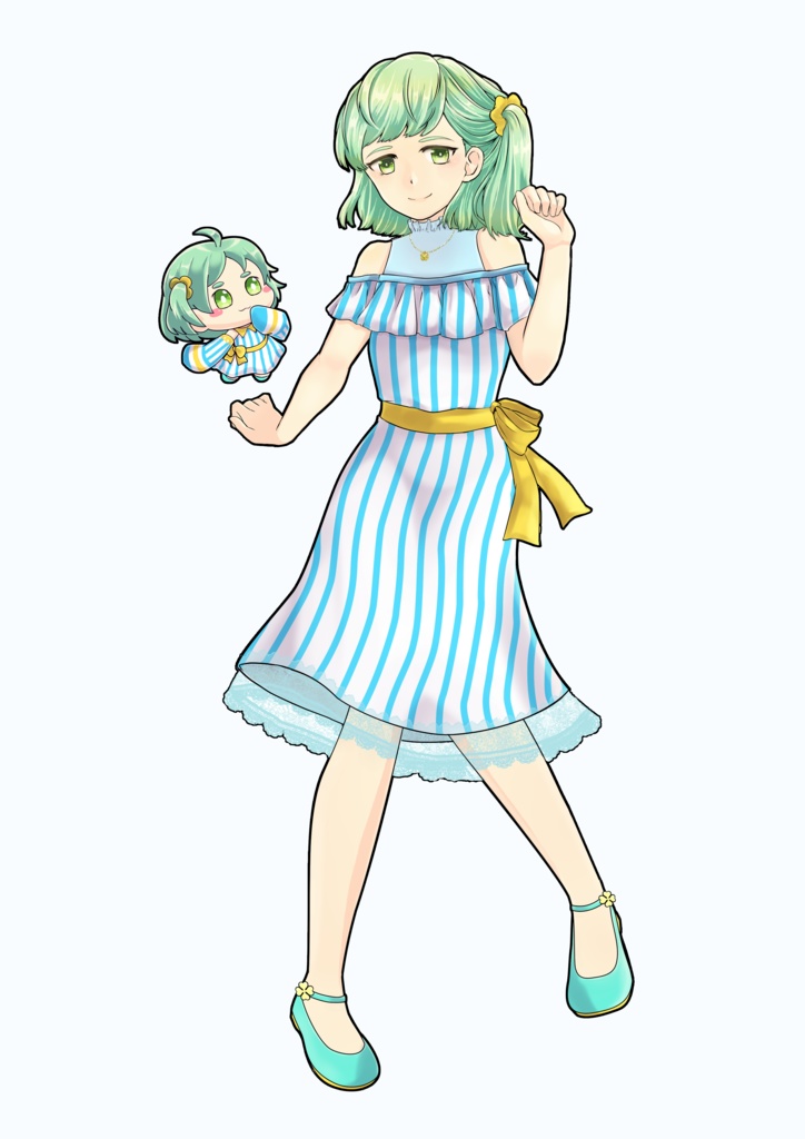 新衣装水と赤色アクリルキーホルダー