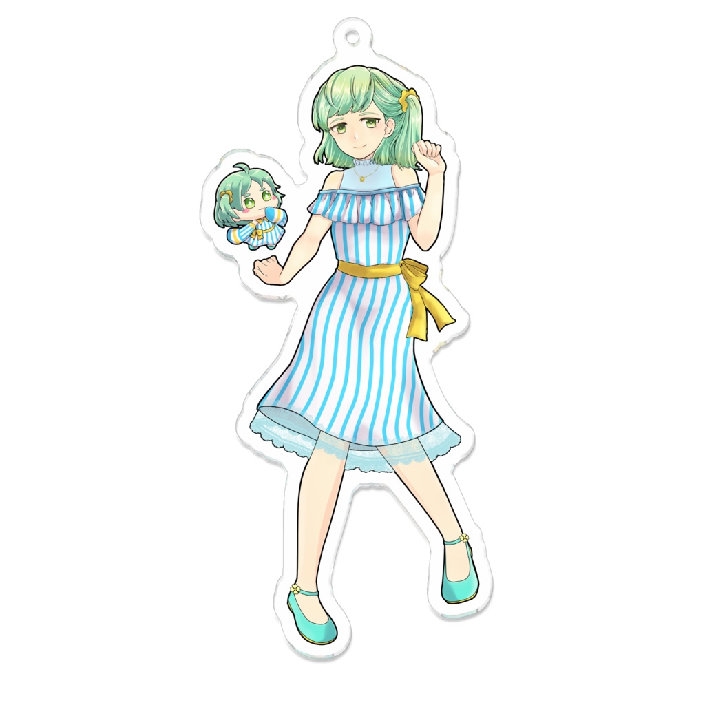 新衣装水と赤色アクリルキーホルダー