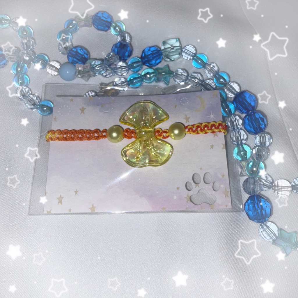 【nem仔ハンドメイド】キロキロりぼんブレスレット【調整可能ブレスレット】