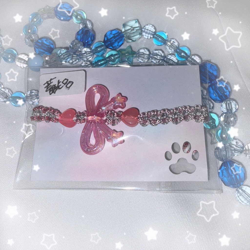 【nem仔ハンドメイド】くらぴかりぼんブレスレット【調整可能ブレスレット】