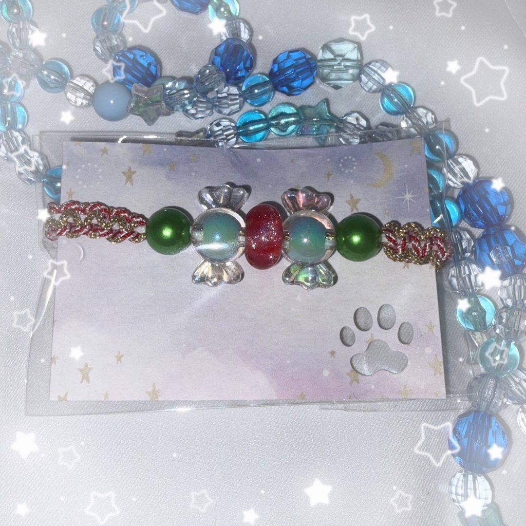 【nem仔ハンドメイド】めりくりキャンディ【調整可能ブレスレット】