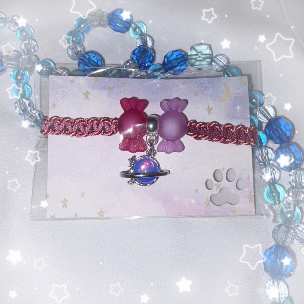 【nem仔ハンドメイド】わくせいキャンディ【調整可能ブレスレット】