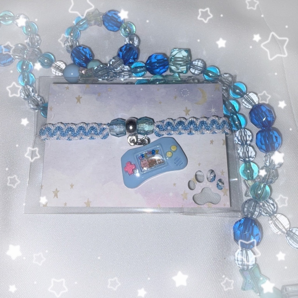 【nem仔ハンドメイド】ピコピコブルー【調整可能ブレスレット】