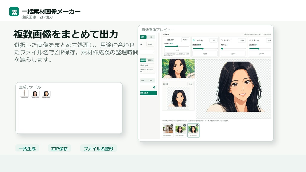 一括素材画像メーカー|AI背景透過・リネーム・トリミング・サイズ変更対応 Windows向け買い切りツール