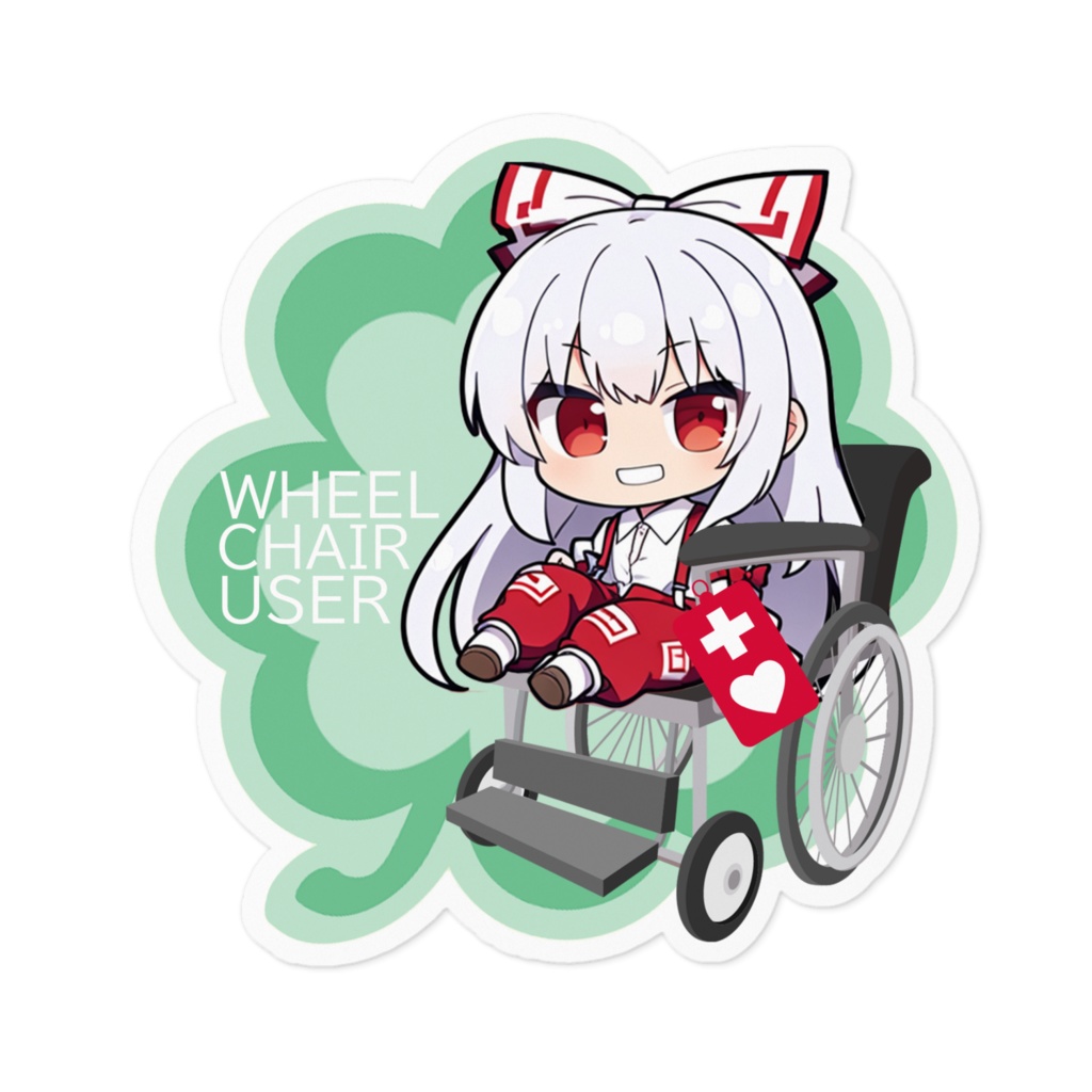 DC東方Projectステッカー ちびきゃら 藤原妹紅車椅子ステッカー