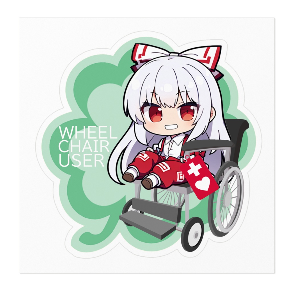 DC東方Projectステッカー ちびきゃら 藤原妹紅車椅子ステッカー