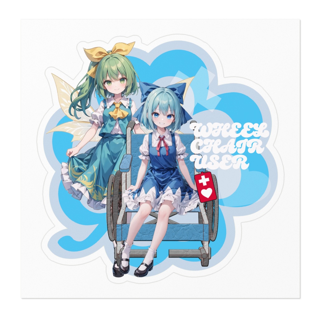 DC東方Projectステッカー チルノ×大妖精 車椅子ステッカー