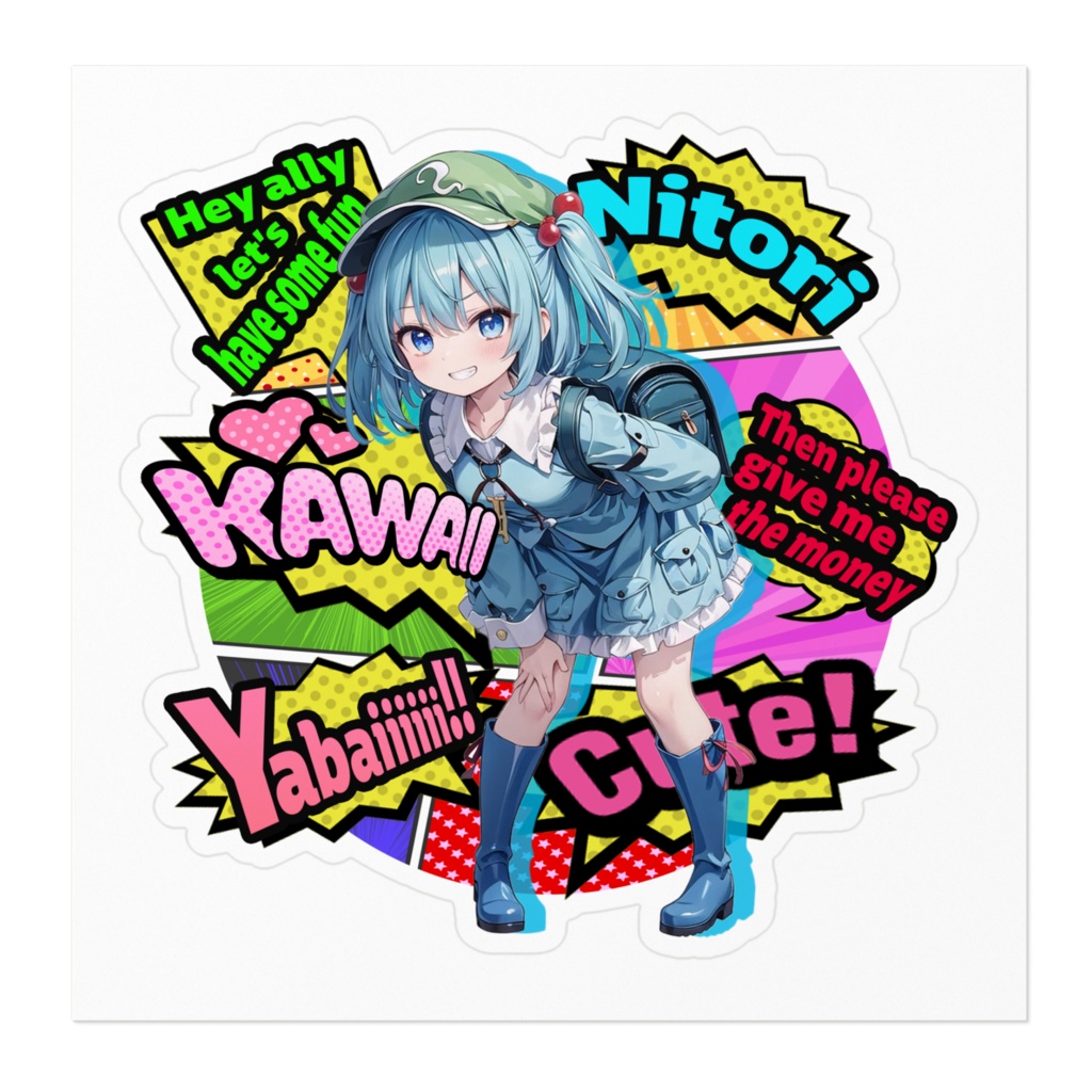 DC東方Projectステッカー 河城にとり アメコミ風ver01