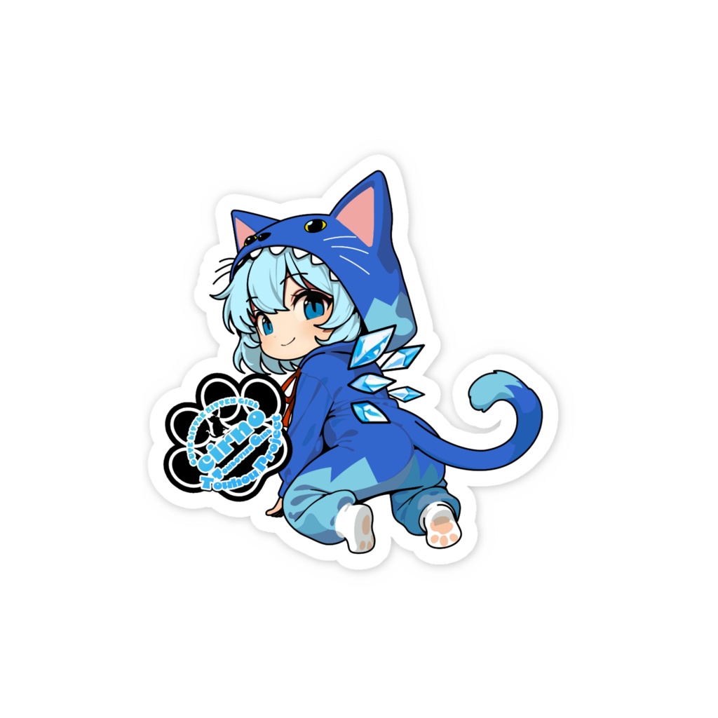 東方Project猫耳着ぐるみシリーズ チルノ スマホステッカー