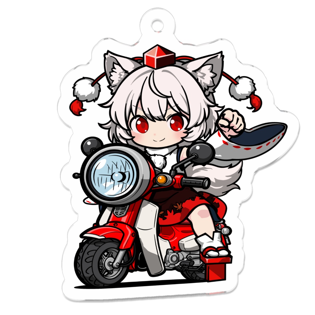 東方Projectアクリルキーホルダー　犬走椛×スーパーカブ(赤）