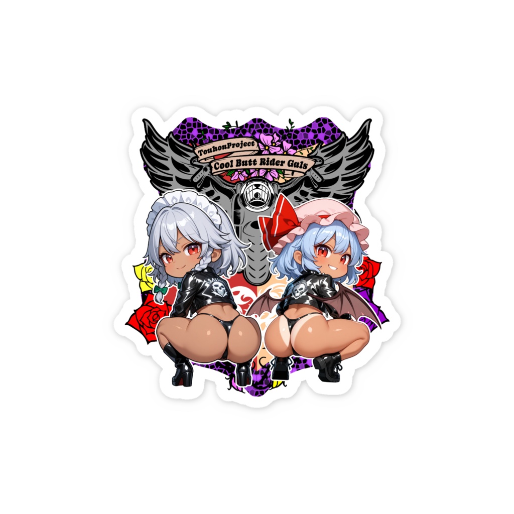 東方Project レミリア×咲夜 Cool Butt Rider GALs スマホステッカー レザージャケットver