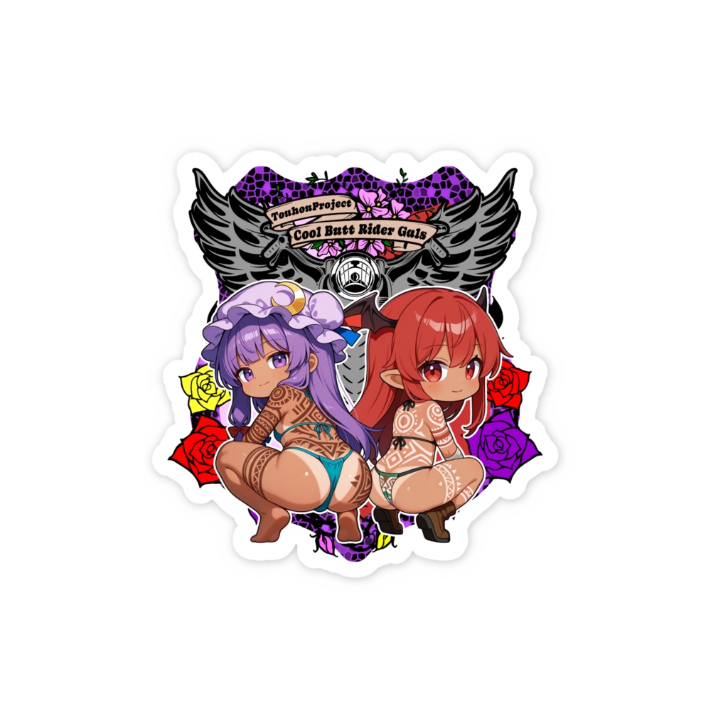 東方Project パチュリー・ノーレッジ×小悪魔 Cool Butt Rider GALs スマホステッカー