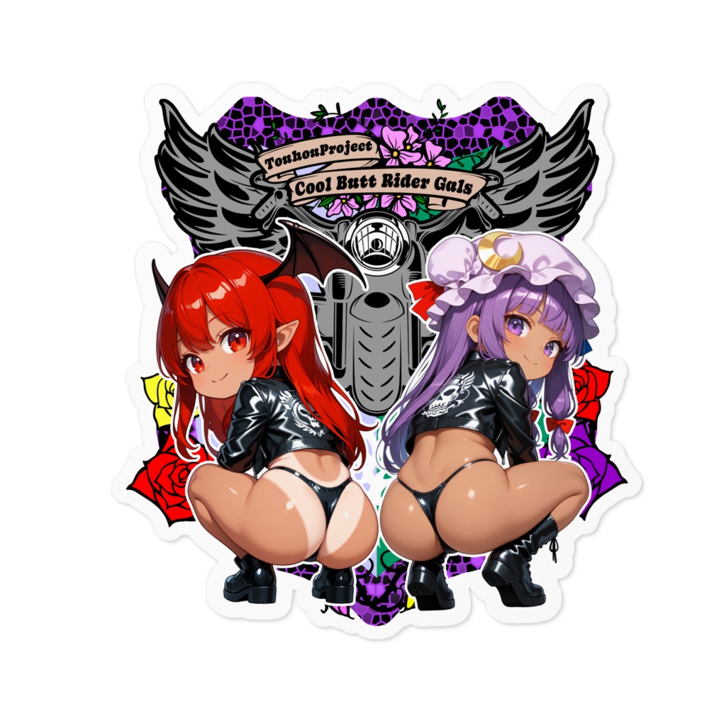 東方Project パチュリー・ノーレッジ×小悪魔 Cool Butt Rider GALs ステッカー レザージャケットver