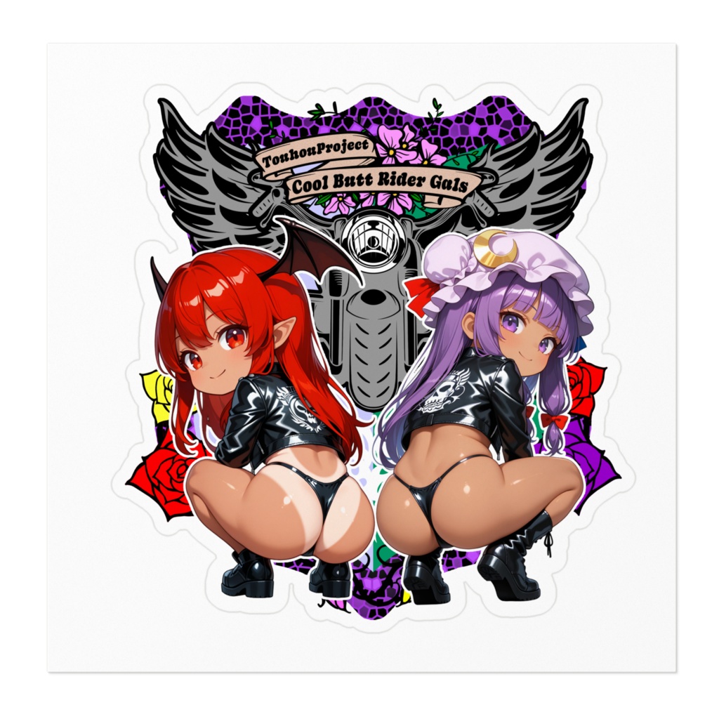 東方Project パチュリー・ノーレッジ×小悪魔 Cool Butt Rider GALs ステッカー レザージャケットver