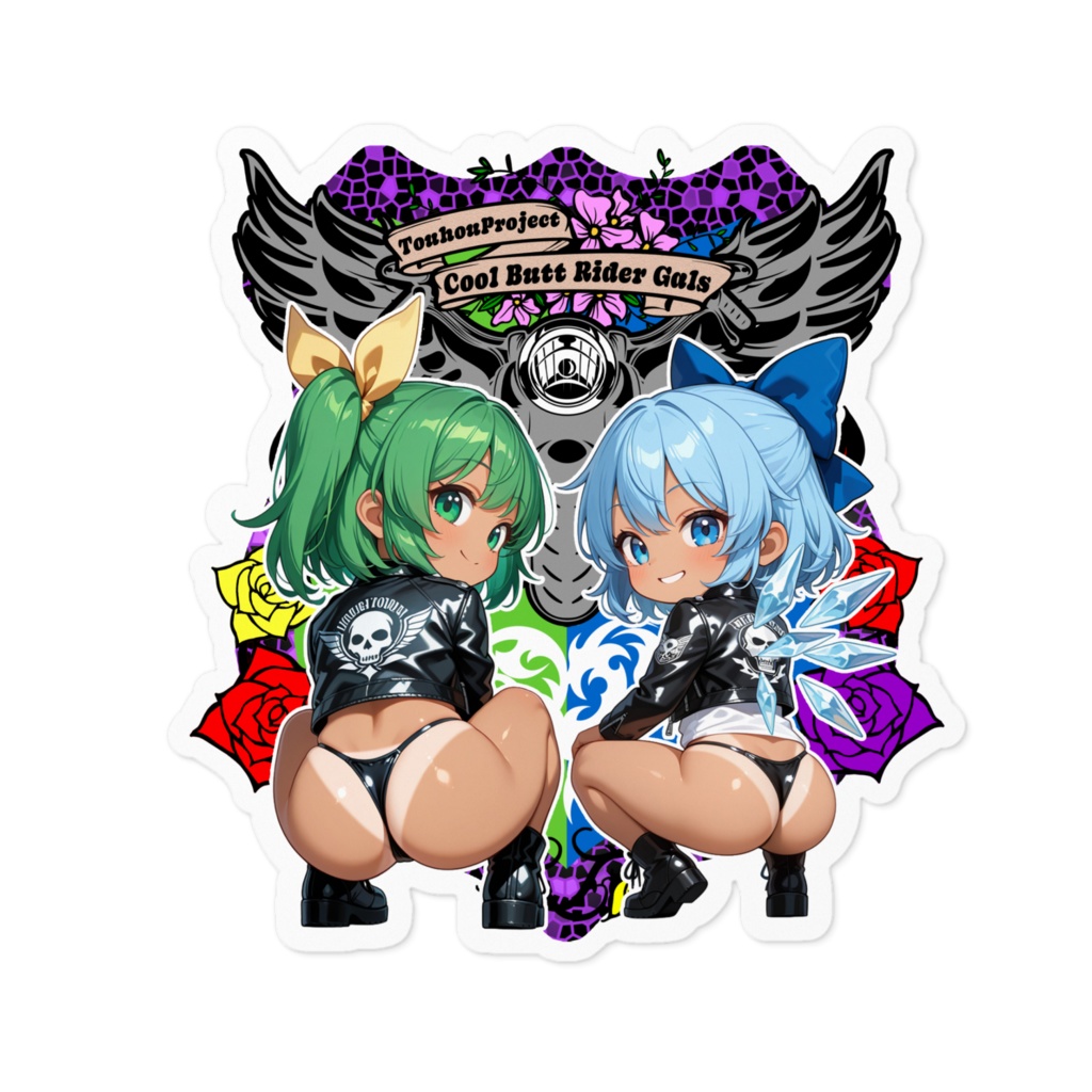 東方Project チルノ×大妖精 Cool Butt Rider GALs ステッカー レザージャケットver