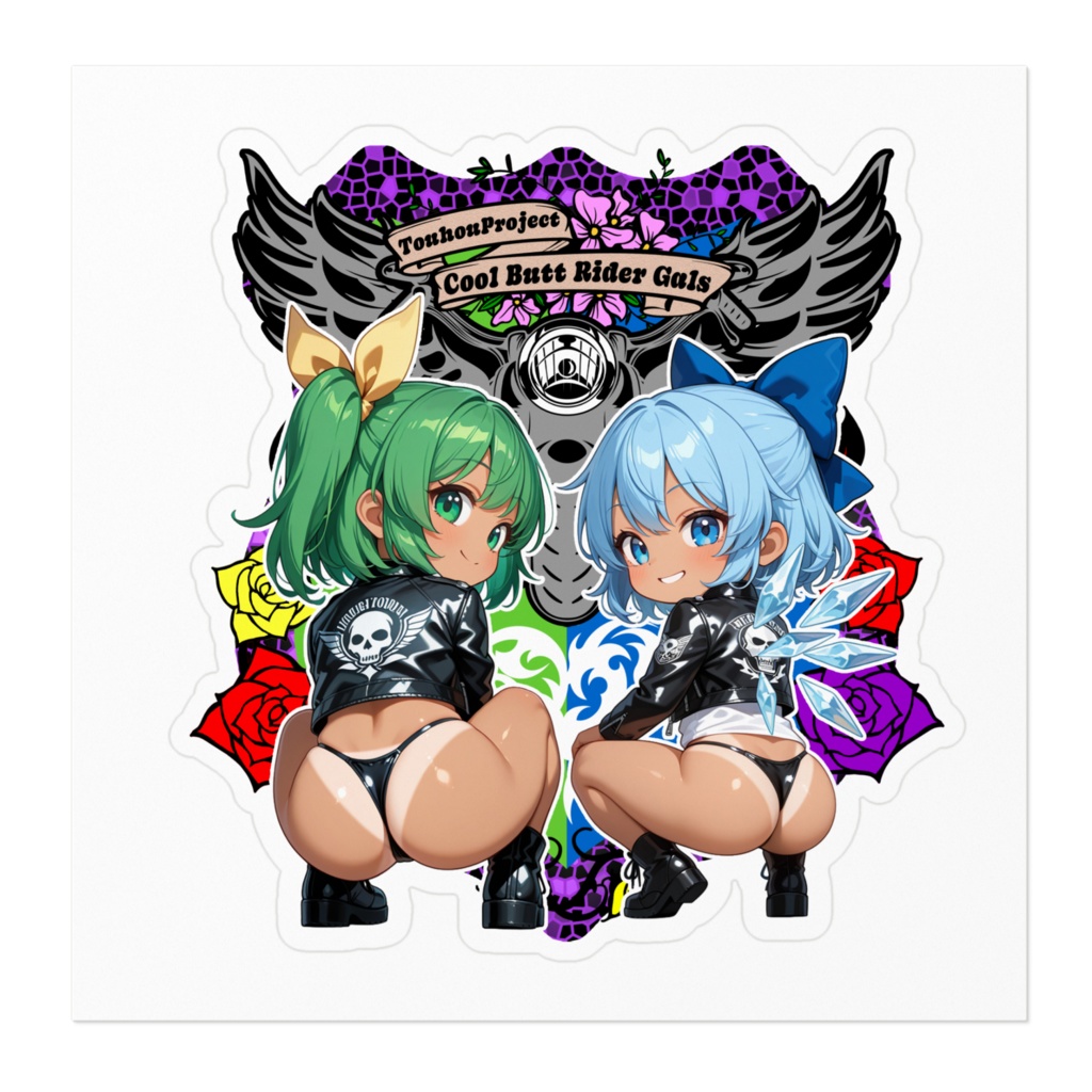東方Project チルノ×大妖精 Cool Butt Rider GALs ステッカー レザージャケットver