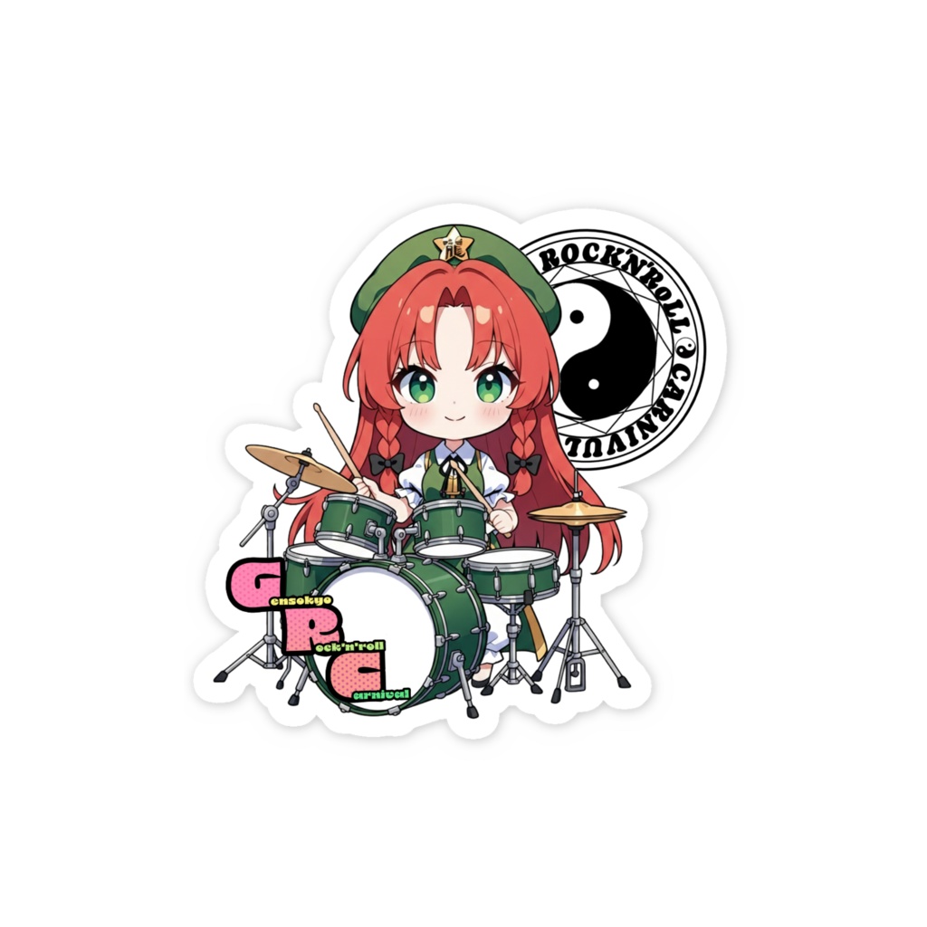 東方Project Gensokyo Rock'n'roll Carnival 紅美鈴 スマホステッカー