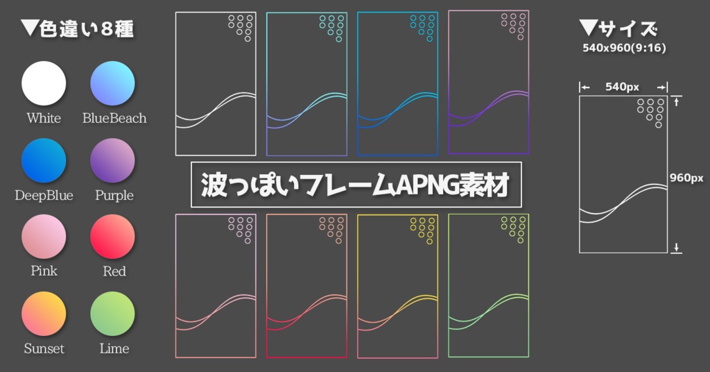 【無料】波っぽいフレームAPNG素材【ココフォリア用素材】