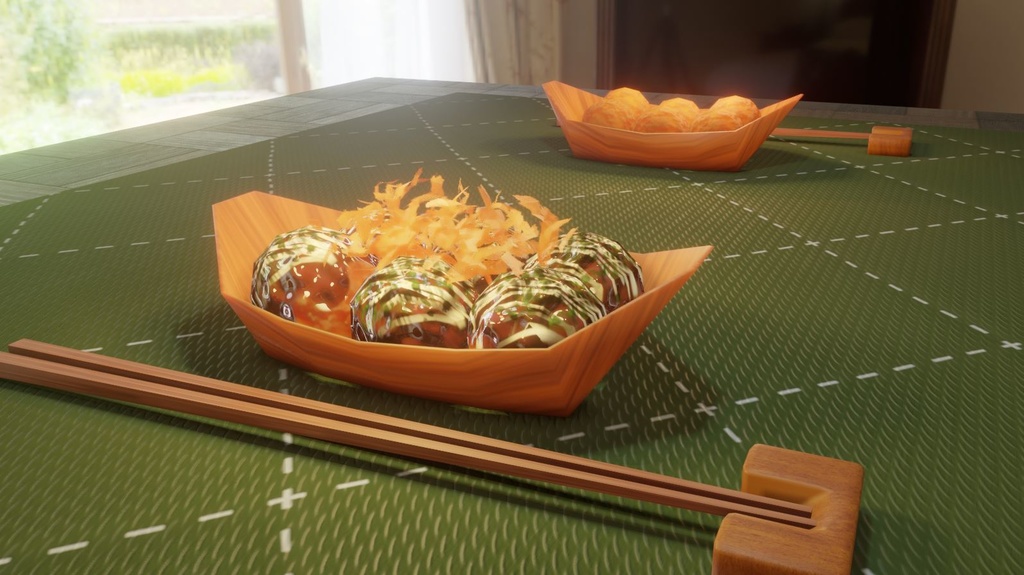 3Dメシ「たこ焼き」blenderデータ