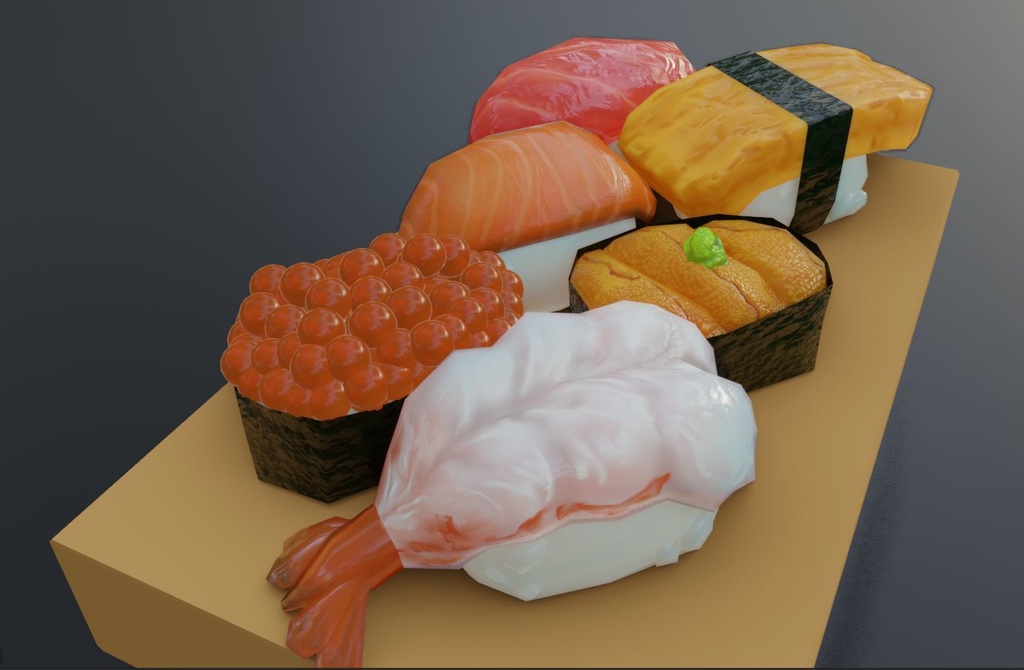 【無料】3Dモデルデータ「寿司」【blender2.83】